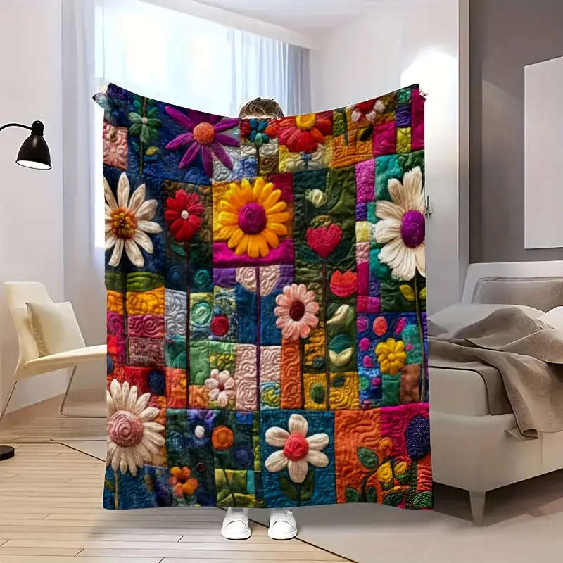 1 Bohemian Floral Patchwork Blanket