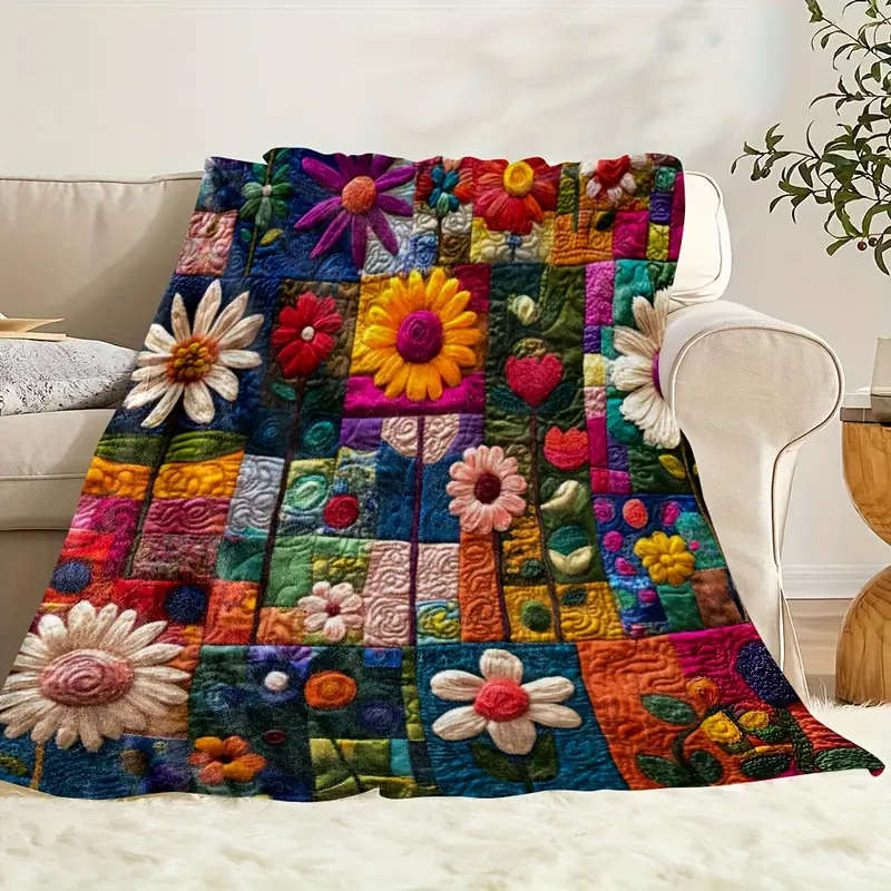 1 Bohemian Floral Patchwork Blanket