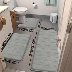 Geometric Knit Bathroom Rug Three-Piece Set