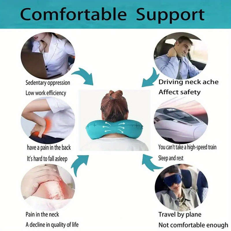 Portable U-shaped inflatable neck support