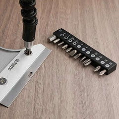 12/33-Piece 1/4" Mini Ratchet Offset Screwdriver Bit Set - A variety of hex, Phillips, slotted, and Torx bits make repairs a breeze!