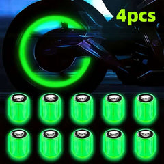 4 new fluorescent skull tire valve caps