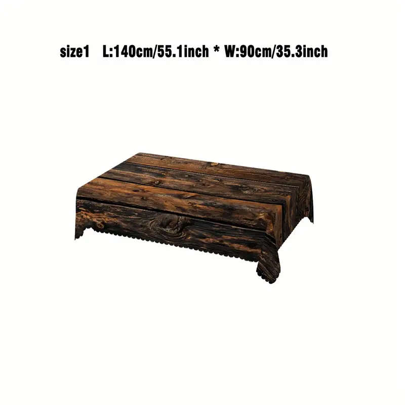 1 rectangular tablecloth with rustic wood grain print 140*200 cm