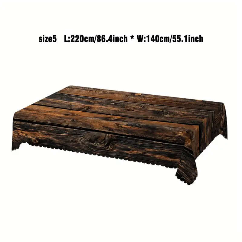 1 rectangular tablecloth with rustic wood grain print 140*200 cm