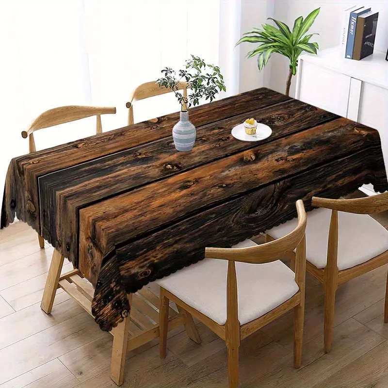 1 rectangular tablecloth with rustic wood grain print 140*200 cm
