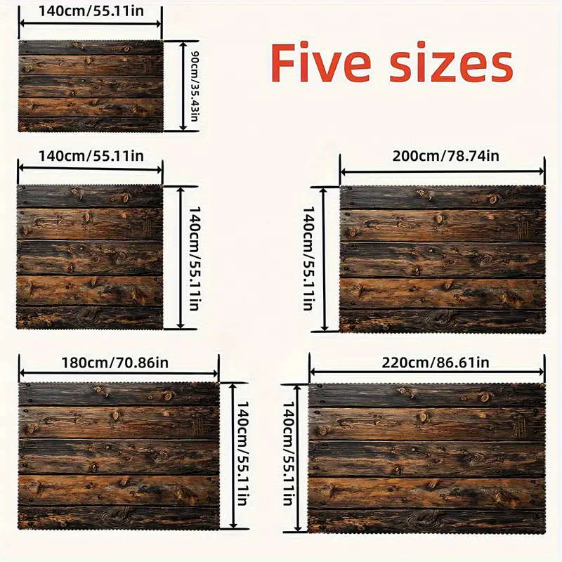 1 rectangular tablecloth with rustic wood grain print 140*200 cm