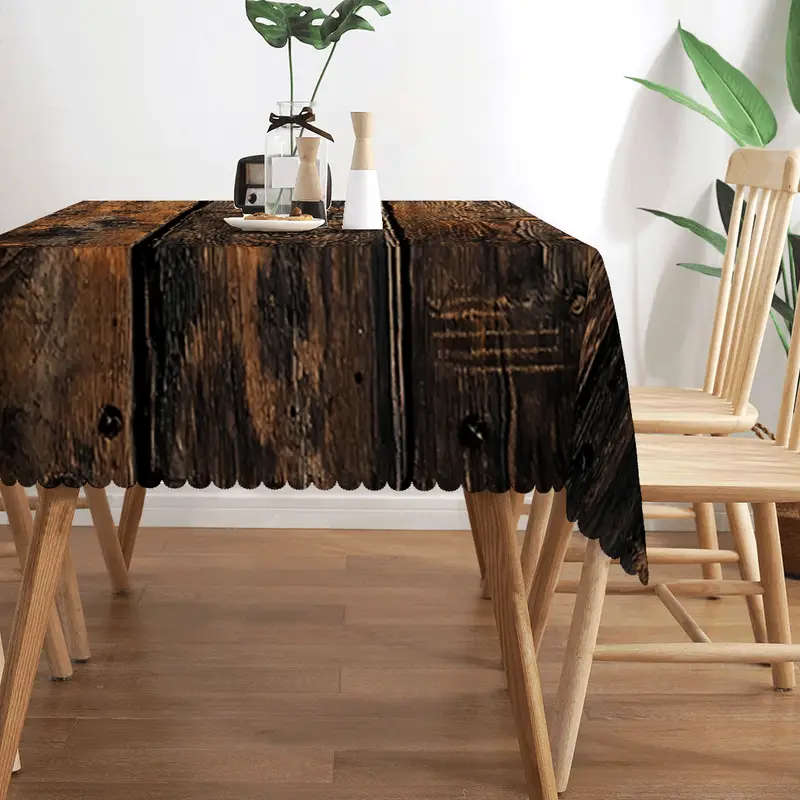 1 rectangular tablecloth with rustic wood grain print 140*200 cm