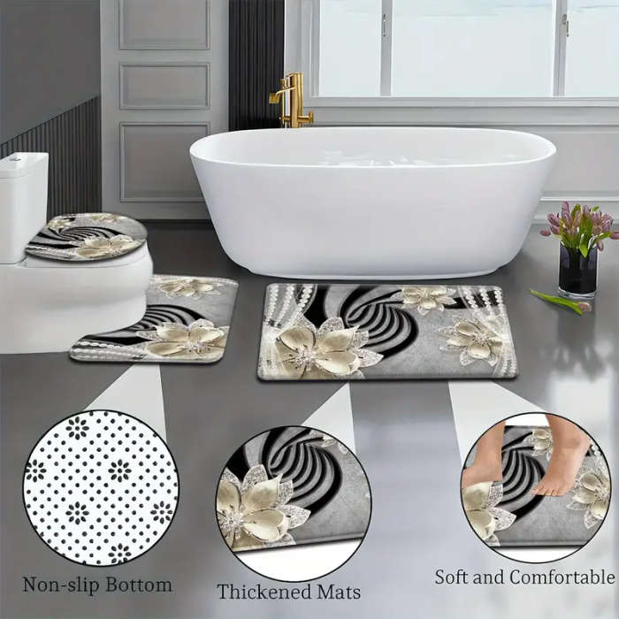 3-piece bathroom mat set