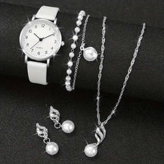 5-piece set of women's fashionable Korean style simple quartz watches