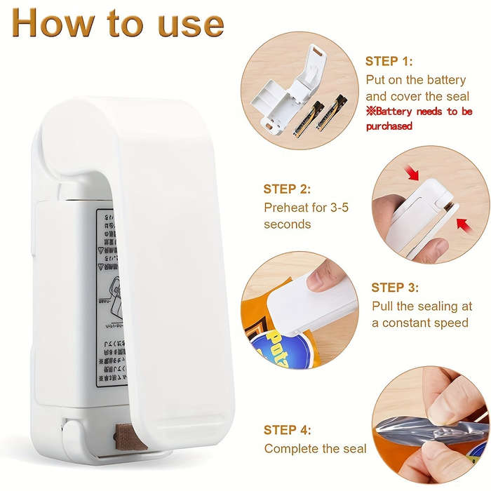 Compact portable snack sealing machine