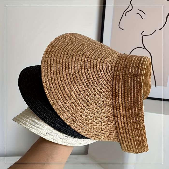 1 Pack Women's Summer Sun Hat Outdoor Visor Hat with Large Brim and Foldable Crown