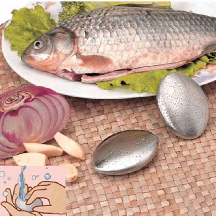 Stainless steel oval soap bar for removing hand odor and garlic odor