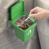 1pc LDQ Stainless Steel Wall-Mounted Ashtray with Red Lid No Drilling Required Modern Square Design