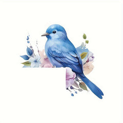 Lucky Blue Bird Plant Flower Decorative Switch Sticker