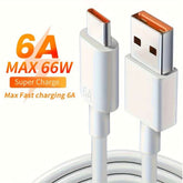 1 Type-C Data Cable 100cm Round PVC USB Charging Matte Finish 6A Fast Charging 36V >80