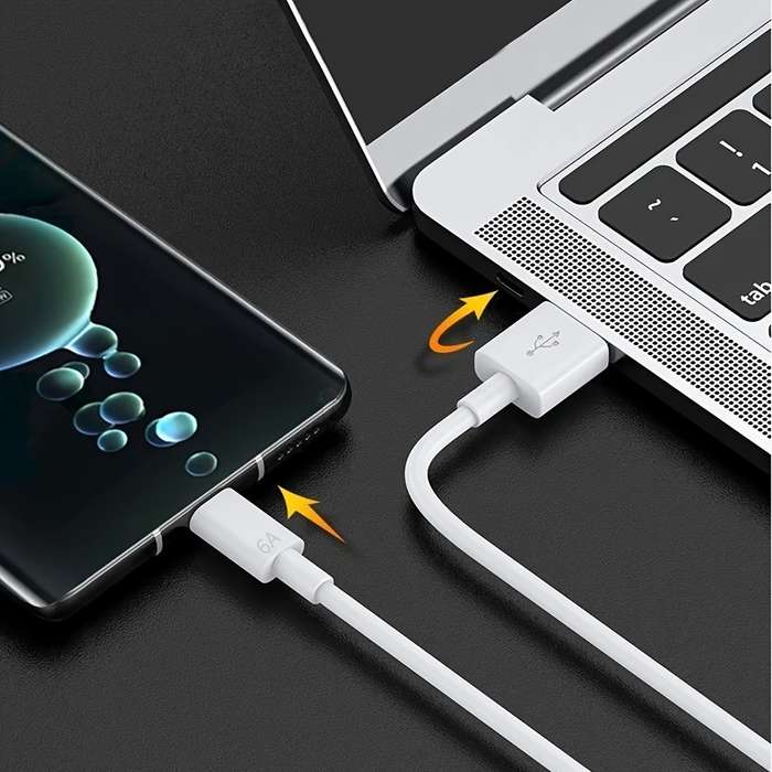 1 Type-C Data Cable 100cm Round PVC USB Charging Matte Finish 6A Fast Charging 36V >80