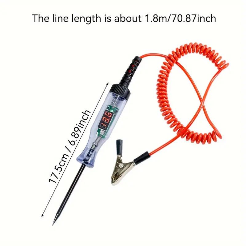 1 Pack Automotive Diagnostic Tester with Digital Display Long Probe DC Voltage Tester for Cars Trucks