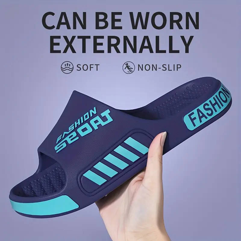 A Pair Of Unisex Stylish Sports Slippers In Blue 5.5-6