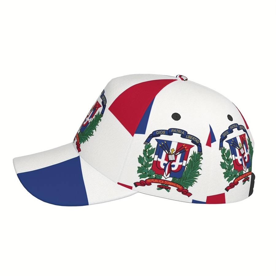 1 piece Dominican flag style adjustable baseball cap, breathable and lightweight, suitable for sports and outdoor