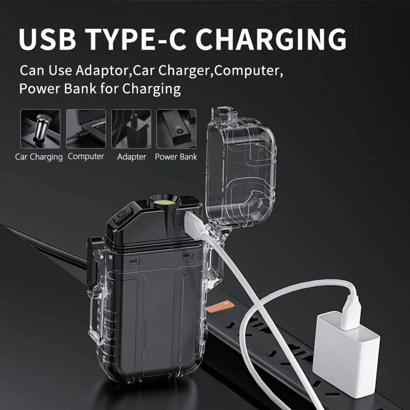 1 TIP066 Mini USB Rechargeable Work Light Arc Lighter Super Bright COB Floodlight Windproof Flame Light