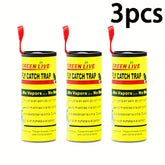 Three-piece set of non-toxic flypaper, powerful insect trap, with hanging loop.