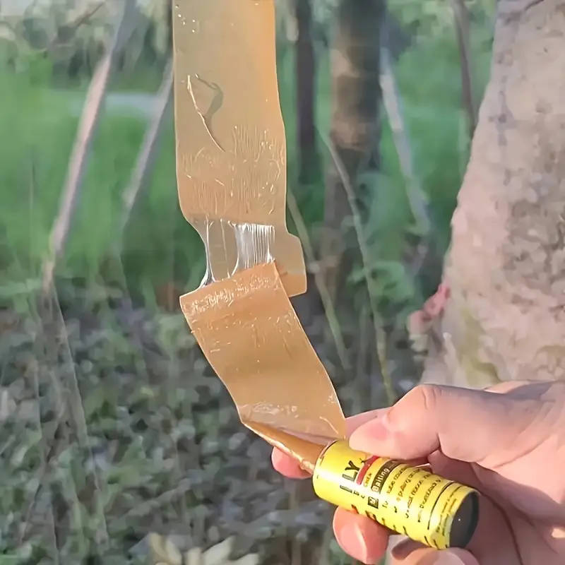 Three-piece set of non-toxic flypaper, powerful insect trap, with hanging loop.