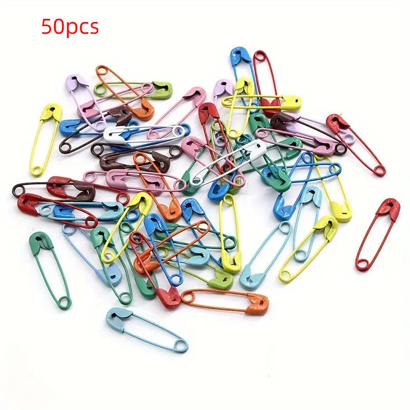 50 brightly colored candy-colored safety pins