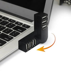 1 High-Quality USB Rotary Split Mini Adapter for Laptops/PCs, 3 Ports
