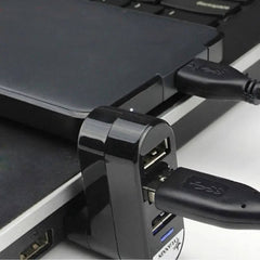 1 High-Quality USB Rotary Split Mini Adapter for Laptops/PCs, 3 Ports