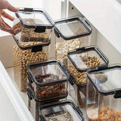 6-piece PVC kitchen storage box with lid. Suitable for kitchen food storage and organization.