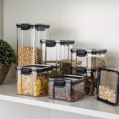6-piece PVC kitchen storage box with lid. Suitable for kitchen food storage and organization.