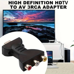 One HDTV to 3-RCA audio/video AV component converter adapter, HDTV male to 3-RCA female composite interface.