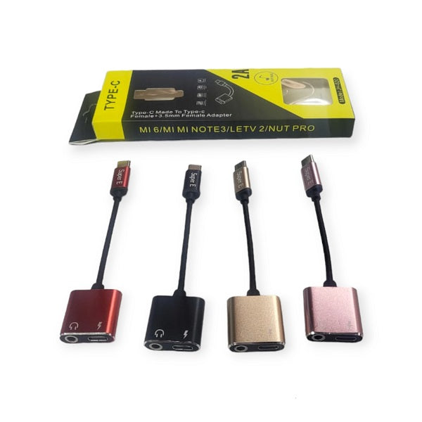 JH-020 Type C To 3.5mm + Type C Audio Adapter