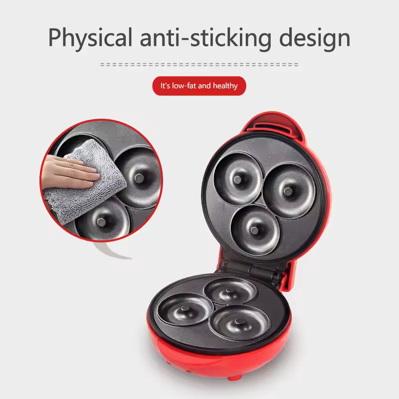 3 Holes Mini Doughnuts Donut Maker Machine for Kid-Friendly Breakfast Cake Pop Waffle Makers for Kids