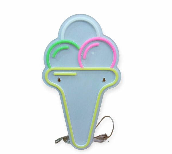 E-20 Ice Cream Cone Back Panel Neon Sign With 12V 2A Power Adapter