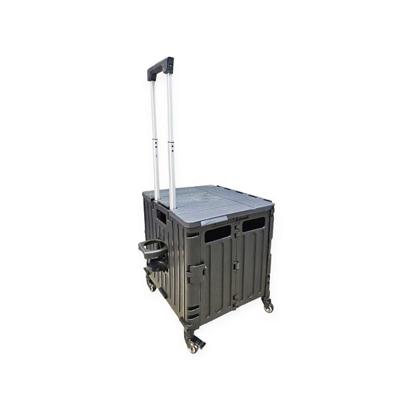 JG20375290 Collapsible Plastic Shopping Trolley Bag With Bottle Holder 44cm x 38cm x38cm