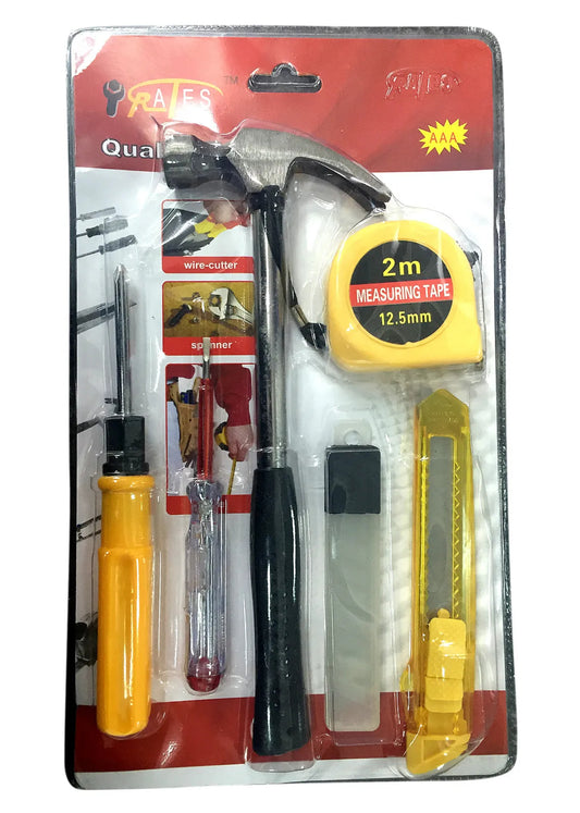 6X DIY Household Hand Tool Kit Hammer Tester Cutter Screw driver Measurement Tap