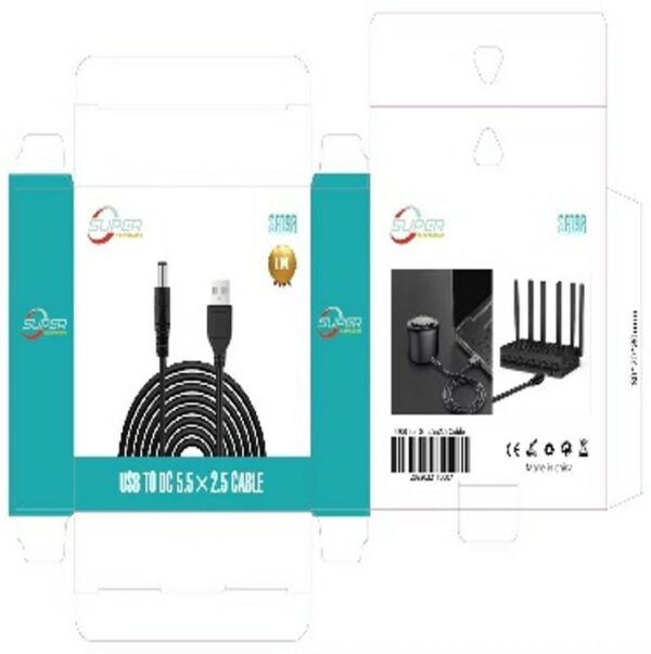 SE098 USB 2.0 A Male to 5.5 x 2.5mm DC Cable 1M