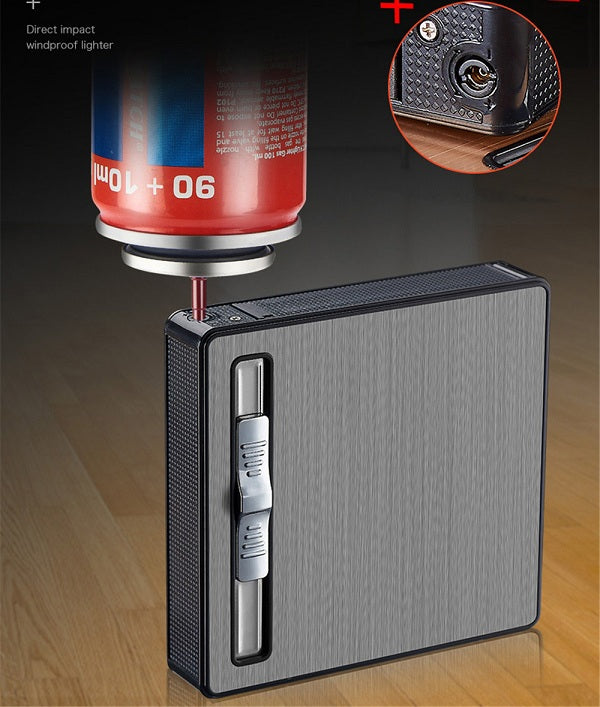 1831384 Cigarette Holder Case with Gas Refillable Lighter, Fits 10 Cigarettes YH-034
