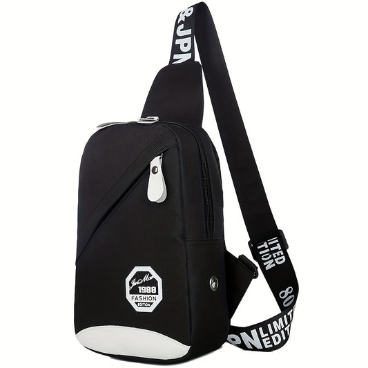 Fashion Black Nylon Women's Crossbody Bag - Lightweight Adjustable Shoulder Strap Crossbody Chest Bag with Tassel Decoration