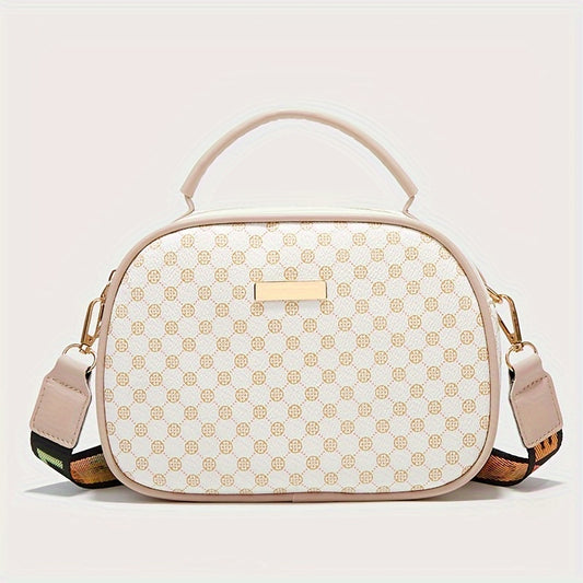 Girls simple fashion diamond letter print crossbody bag with adjustable shoulder strap and zipper closure, stylish shoulder bag suitable for outdoor and daily use