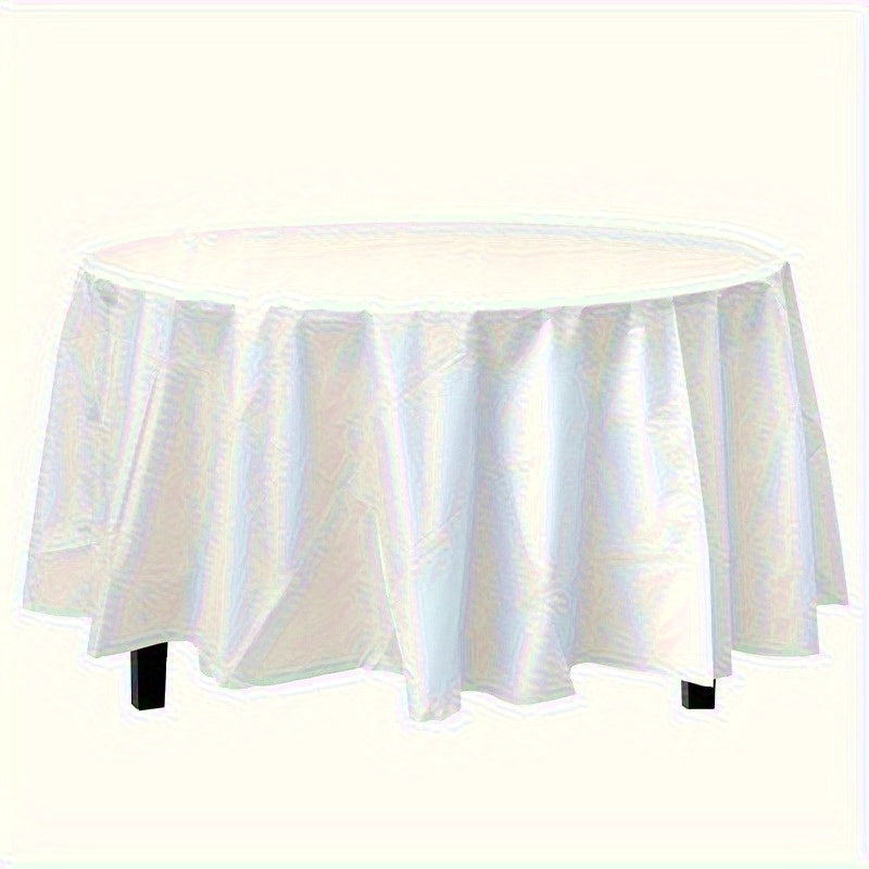 Elegant Premium Plastic Round Tablecloth - Non Woven, 84 Inch PVC Round Tablecloth for Events, Machine Made Disposable Table Cover - 1 pc