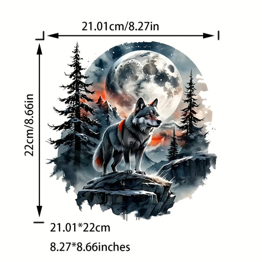 2 Pieces Wolf Thermally Conductive Vinyl Patch Stickers, Plastic Casual Style Heat Resistant Iron-On Patches for T-Shirts, Jeans, Jackets, Backpacks, Hats - Stylish and Durable Adhesive Decorations