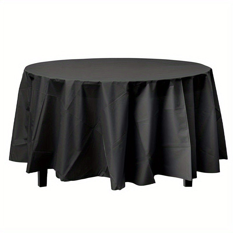 Elegant Premium Plastic Round Tablecloth - Non Woven, 84 Inch PVC Round Tablecloth for Events, Machine Made Disposable Table Cover - 1 pc