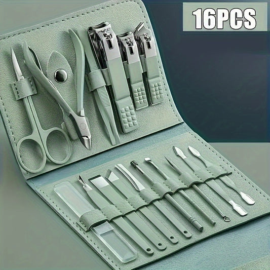 Professional Nail Care Set - Complete manicure and pedicure tool set with portable travel case, cuticle nippers, cutter and trimmer for touch-ups at home or on the go - Great for travel and salon-quality results
