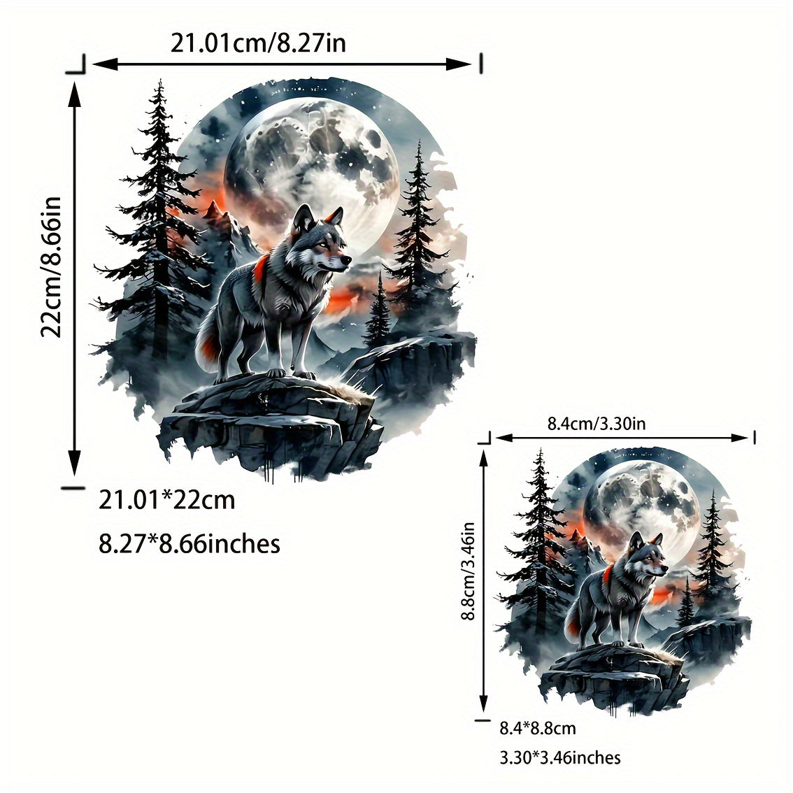 2 Pieces Wolf Thermally Conductive Vinyl Patch Stickers, Plastic Casual Style Heat Resistant Iron-On Patches for T-Shirts, Jeans, Jackets, Backpacks, Hats - Stylish and Durable Adhesive Decorations