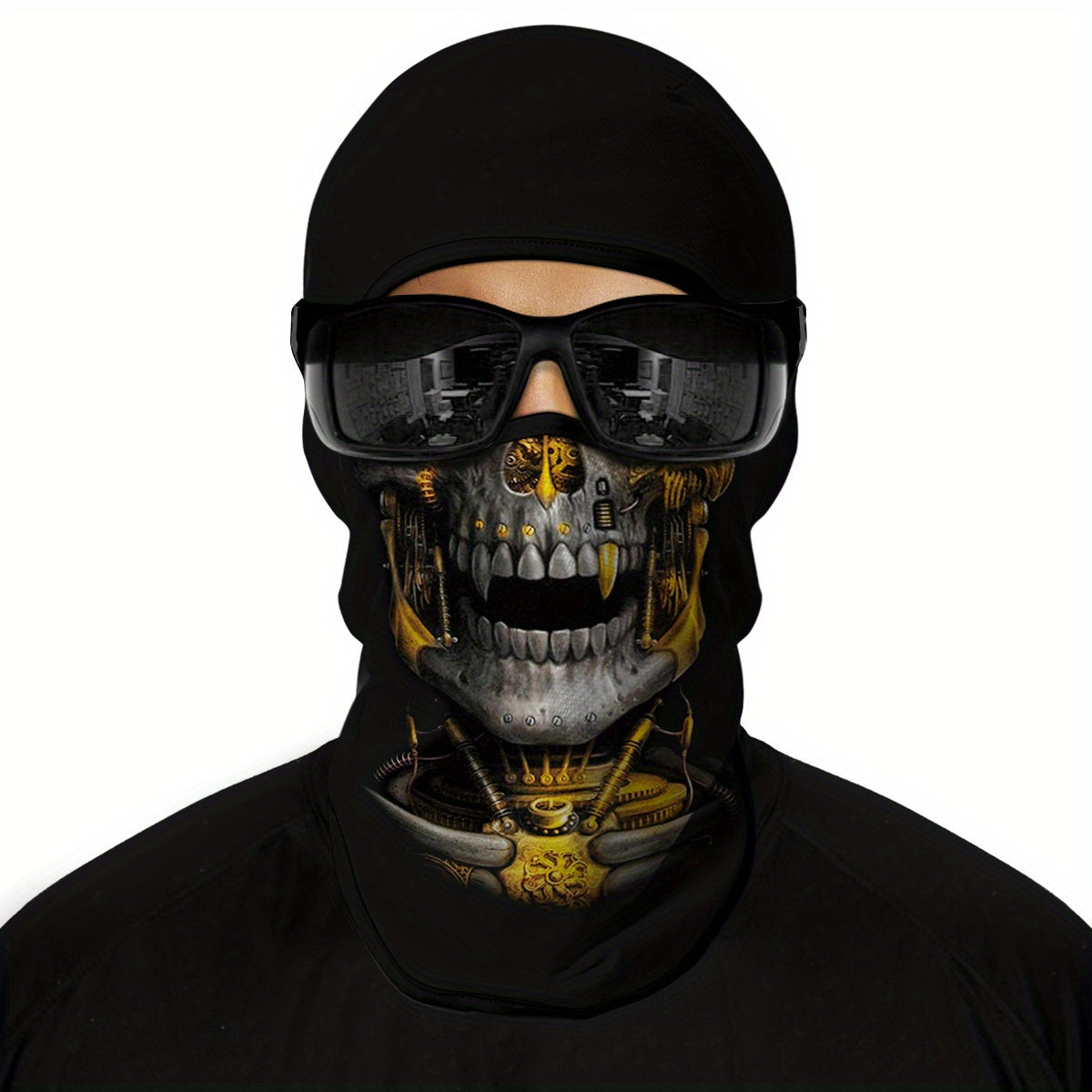 1 Pack Ghost Skull Face Pattern Breathable Windproof UV Protection Balaclava Hat for Halloween Cosplay, Cycling, Motorcycle Riding, Hunting