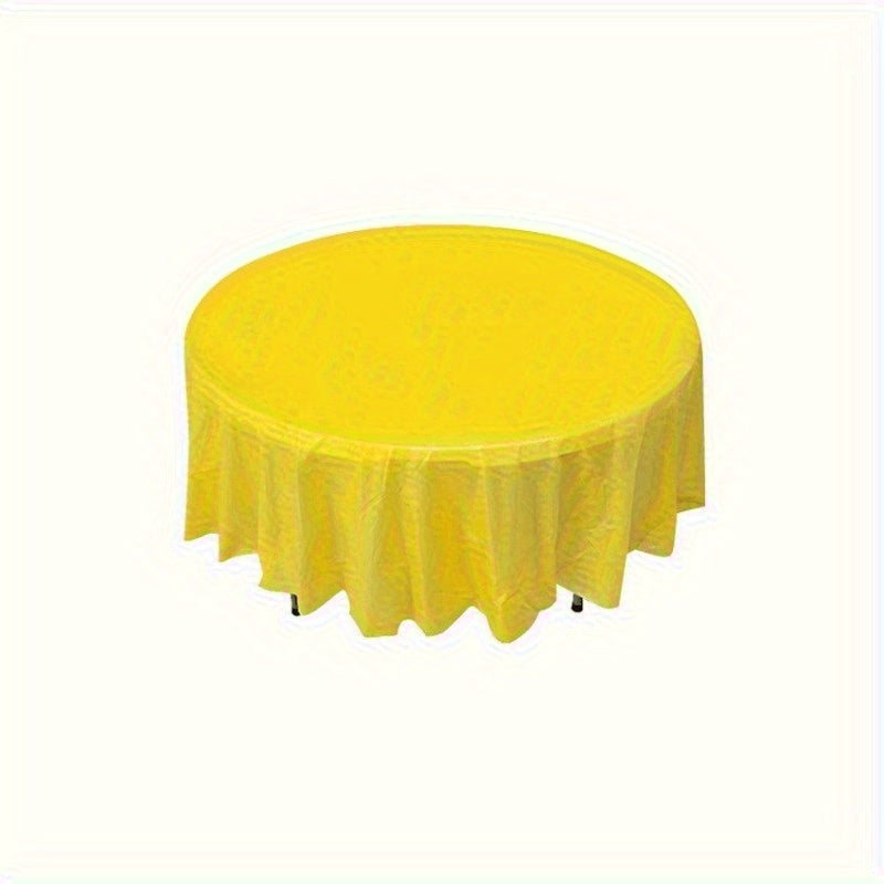 Elegant Premium Plastic Round Tablecloth - Non Woven, 84 Inch PVC Round Tablecloth for Events, Machine Made Disposable Table Cover - 1 pc