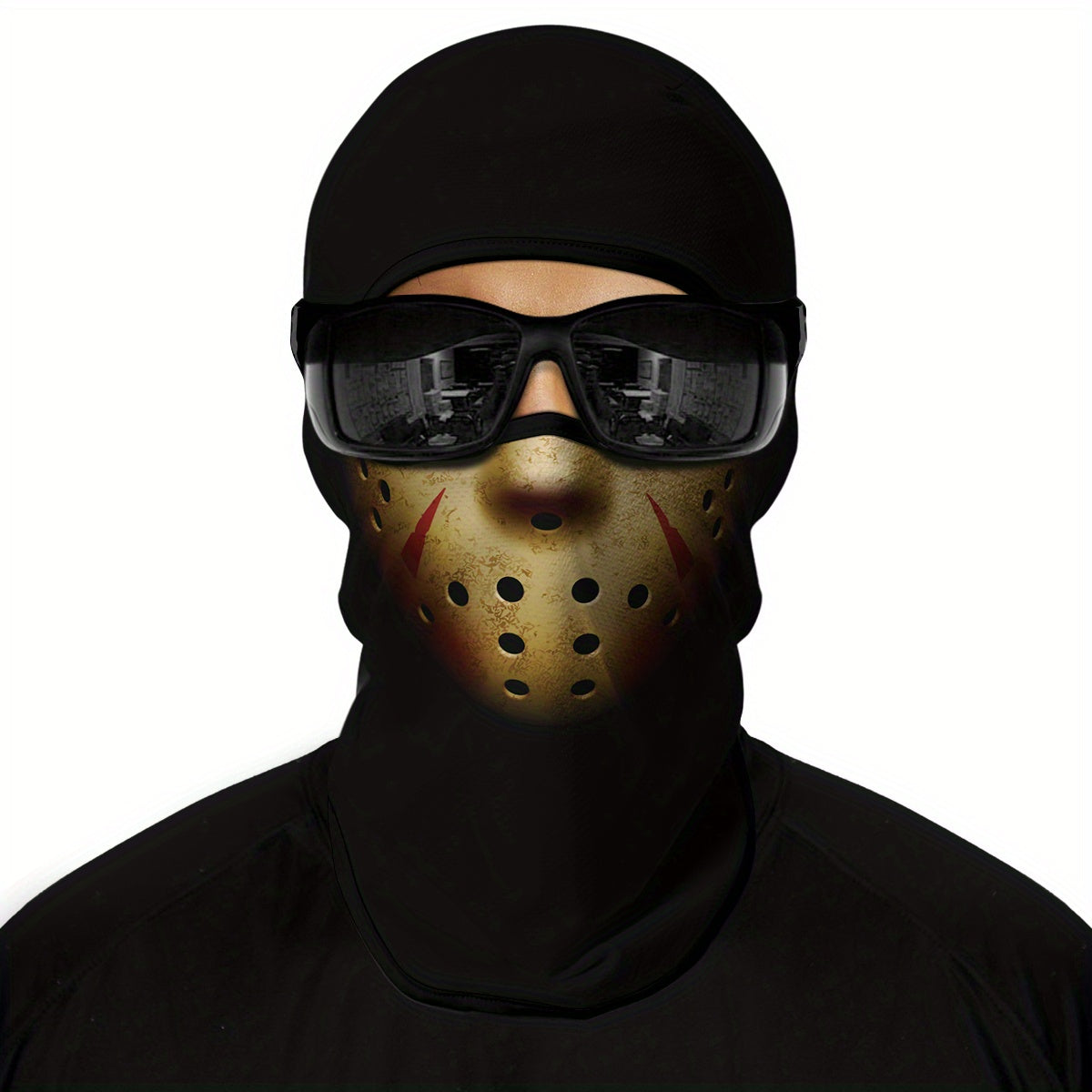 1 Pack Ghost Skull Face Pattern Breathable Windproof UV Protection Balaclava Hat for Halloween Cosplay, Cycling, Motorcycle Riding, Hunting