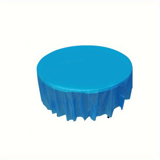 Elegant Premium Plastic Round Tablecloth - Non Woven, 84 Inch PVC Round Tablecloth for Events, Machine Made Disposable Table Cover - 1 pc